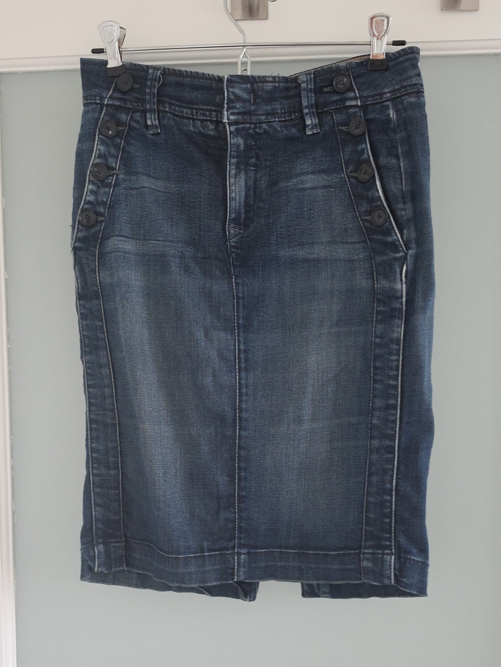 Dark Blue Denim Pencil Skirt
